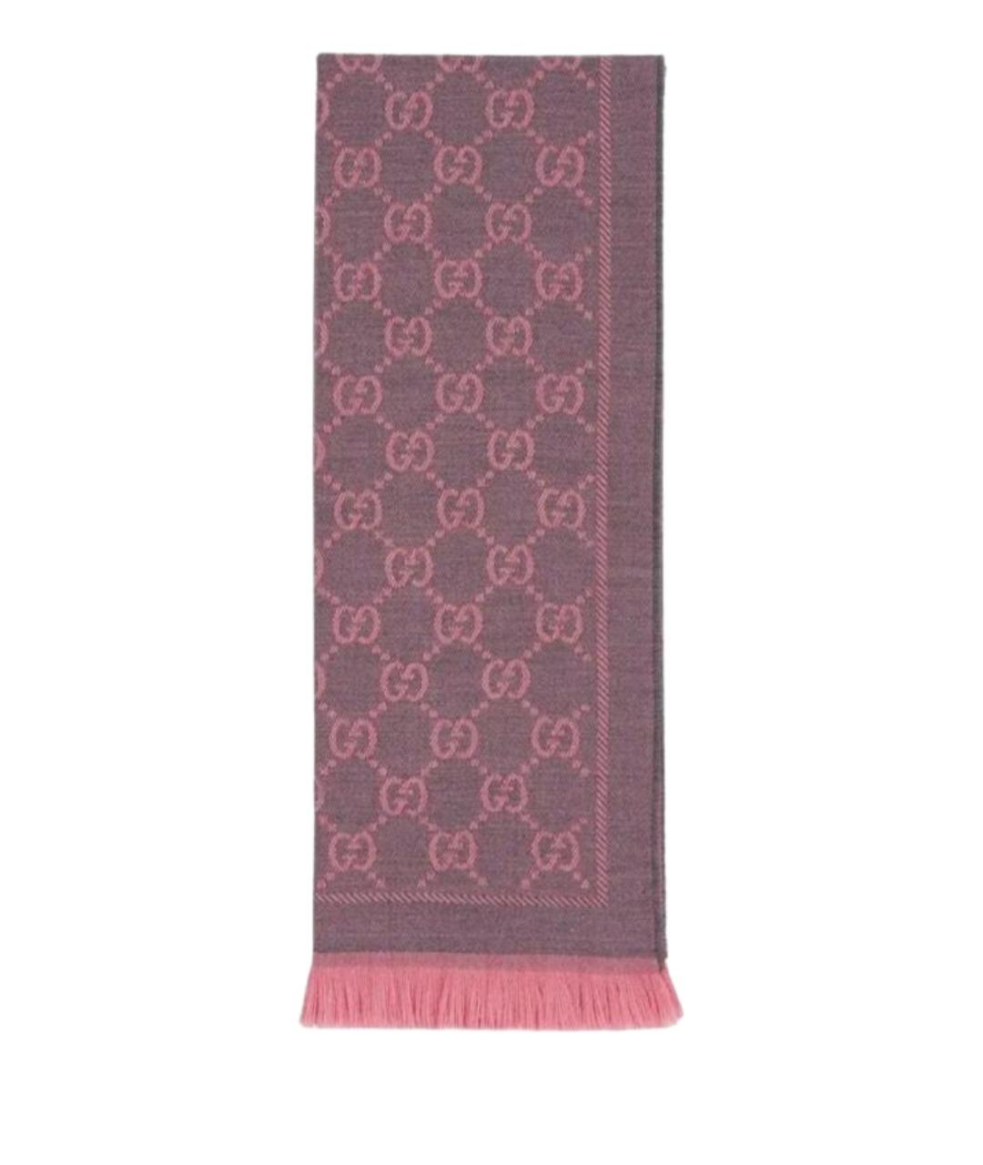 GUCCI Розовый шерстяной шарф, фото 1