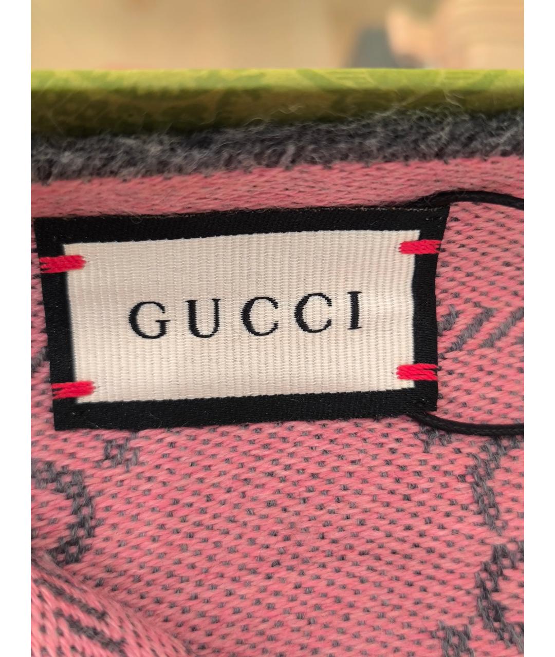 GUCCI Розовый шерстяной шарф, фото 3