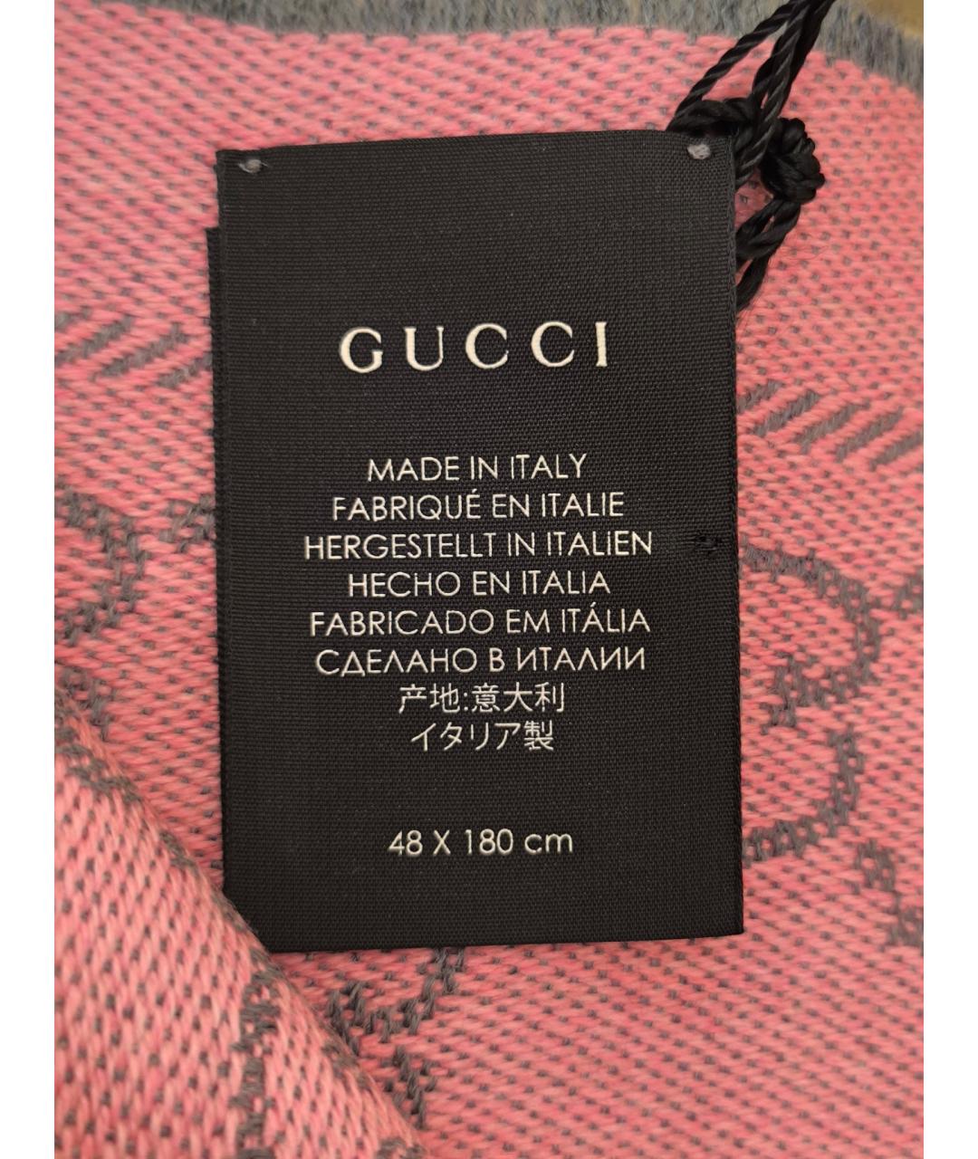 GUCCI Розовый шерстяной шарф, фото 4