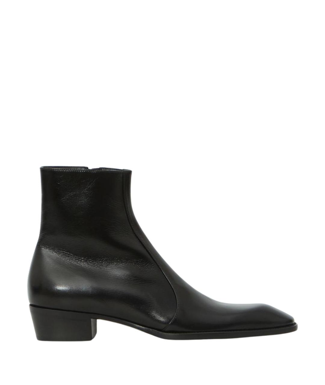 SAINT LAURENT Черные кожаные высокие ботинки, фото 1