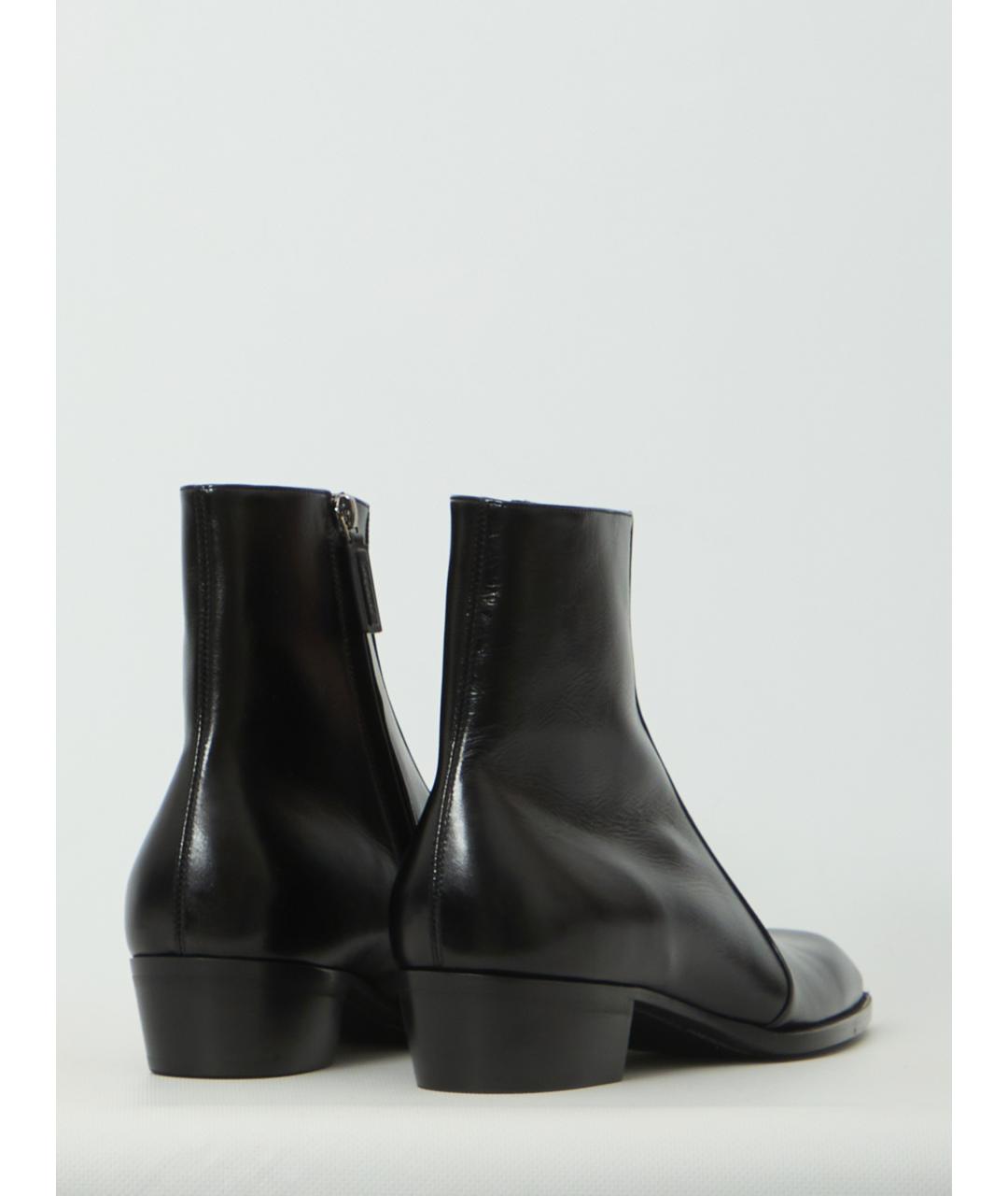 SAINT LAURENT Черные кожаные высокие ботинки, фото 3
