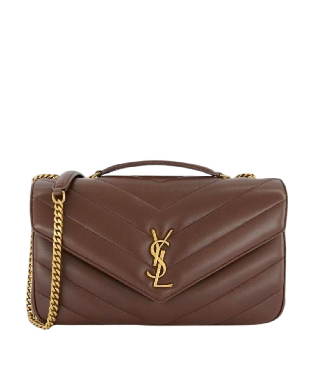SAINT LAURENT Коричневая кожаная сумка через плечо, фото 1