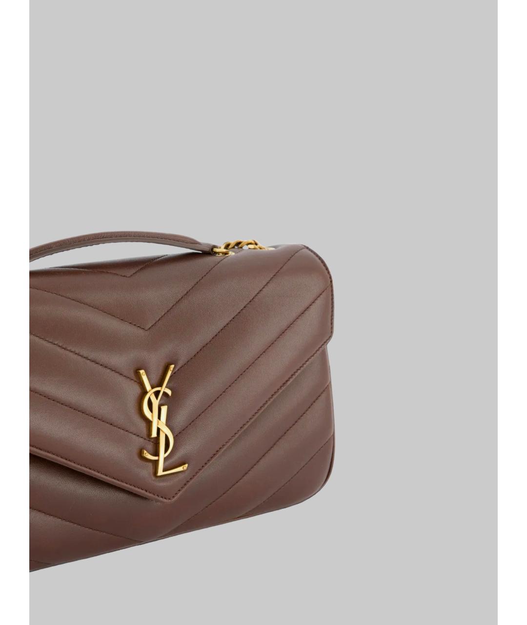 SAINT LAURENT Коричневая кожаная сумка через плечо, фото 4