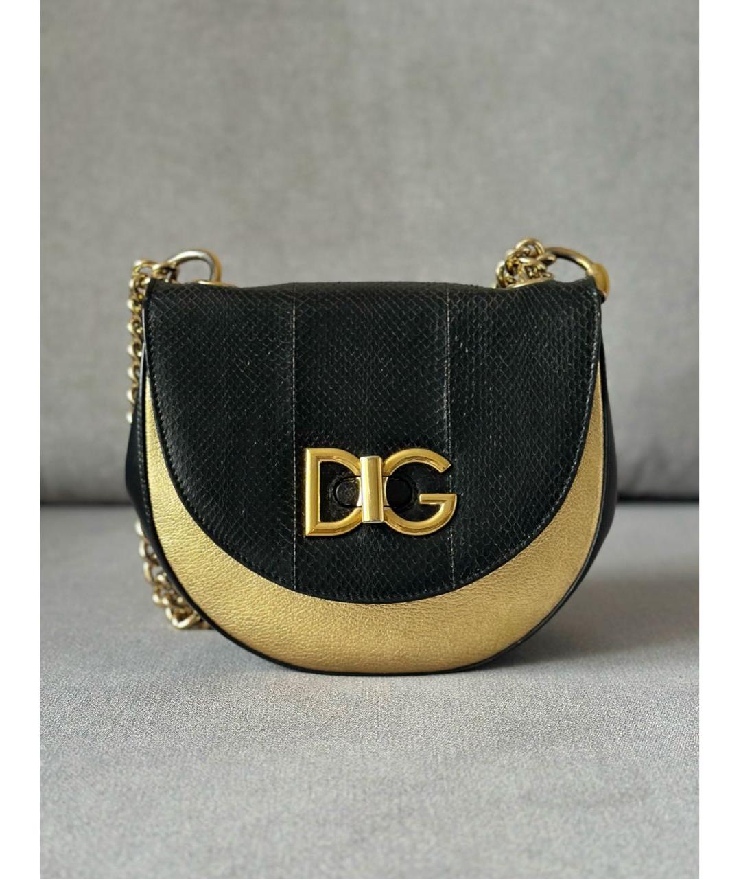 DOLCE&GABBANA Черная кожаная сумка через плечо, фото 3