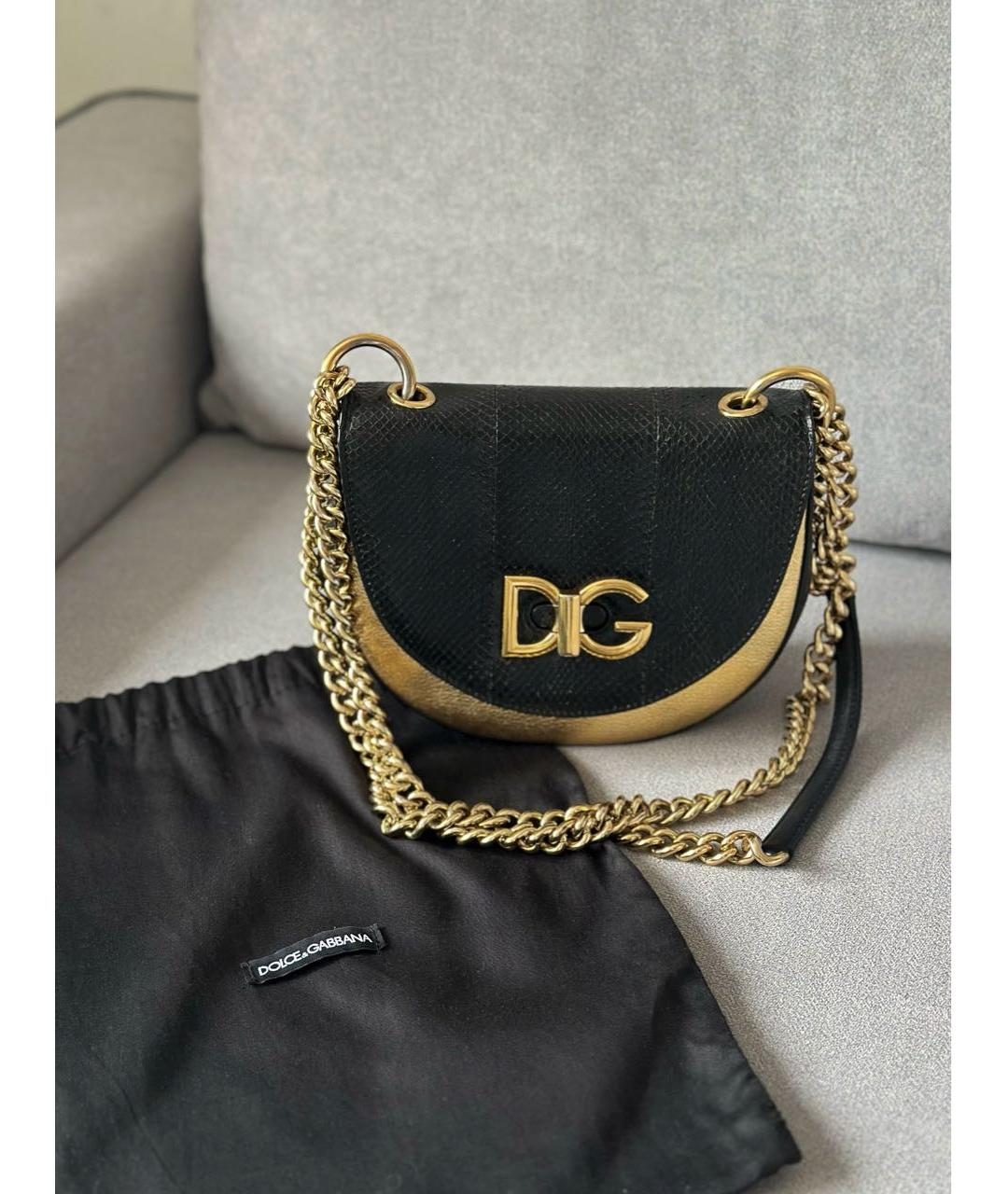 DOLCE&GABBANA Черная кожаная сумка через плечо, фото 2