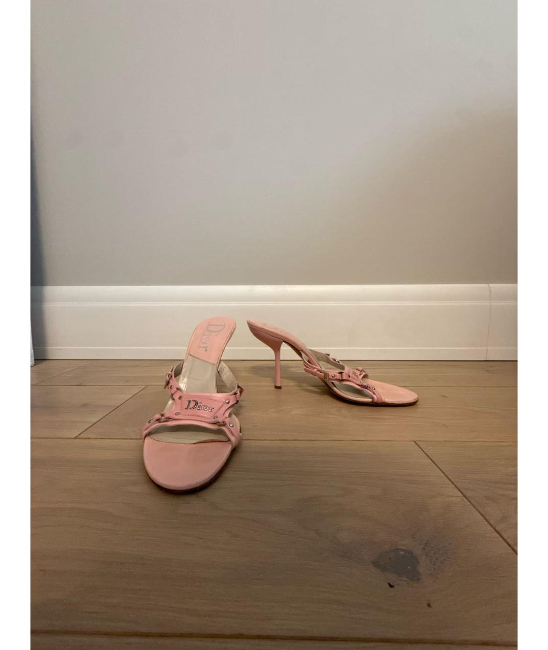 CHRISTIAN DIOR Розовые кожаные мюли, фото 5