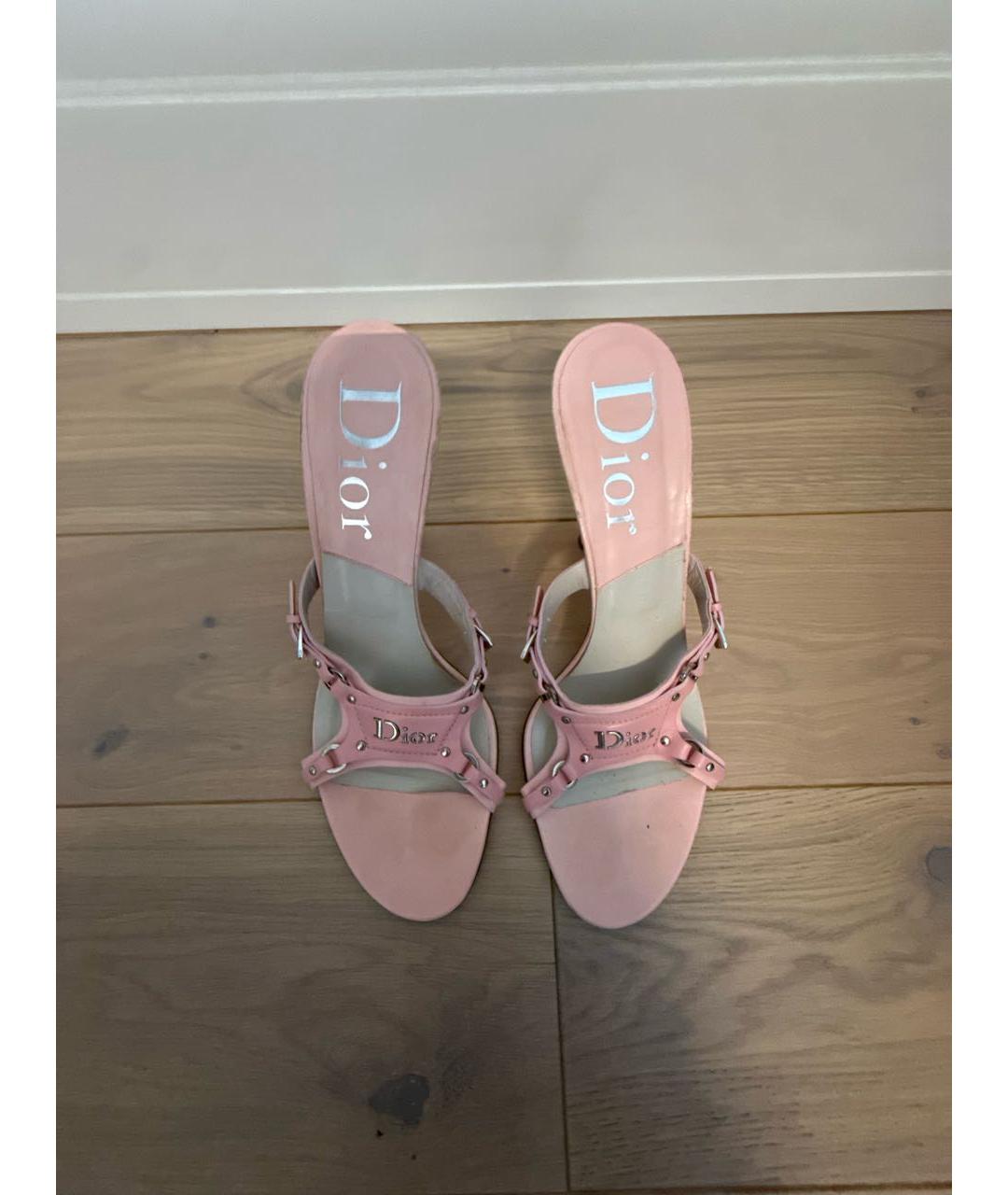 CHRISTIAN DIOR Розовые кожаные мюли, фото 7