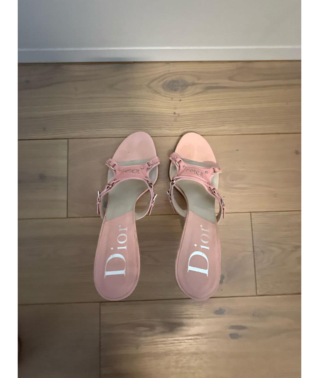 CHRISTIAN DIOR Розовые кожаные мюли, фото 3