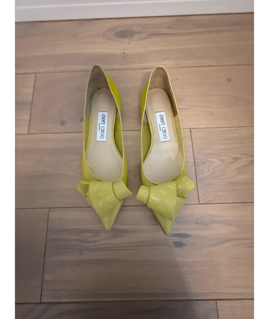 JIMMY CHOO Салатовые кожаные балетки, фото 7