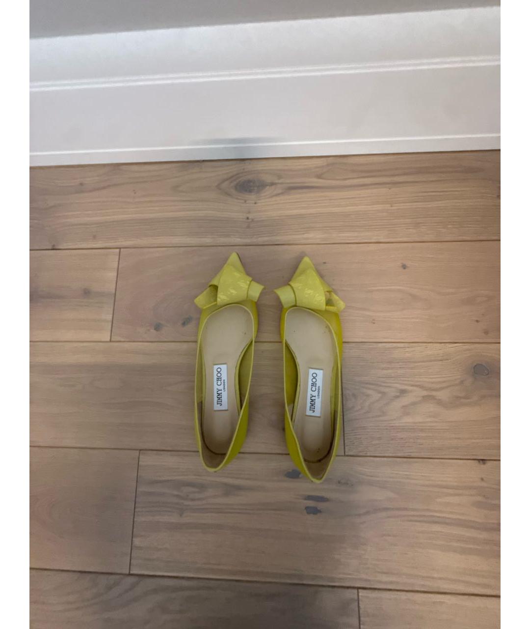 JIMMY CHOO Салатовые кожаные балетки, фото 3