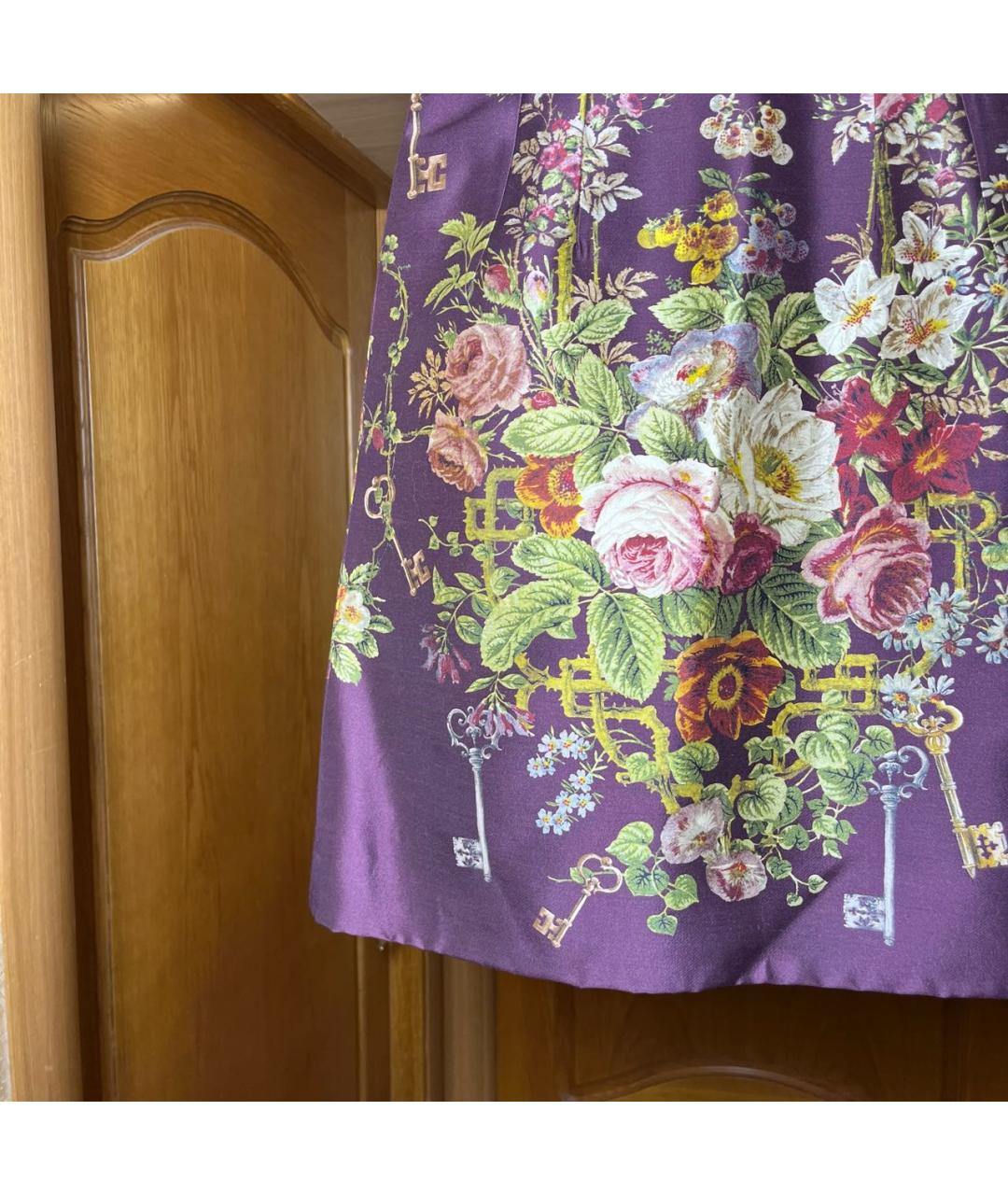 DOLCE&GABBANA Бордовая шелковая юбка мини, фото 4