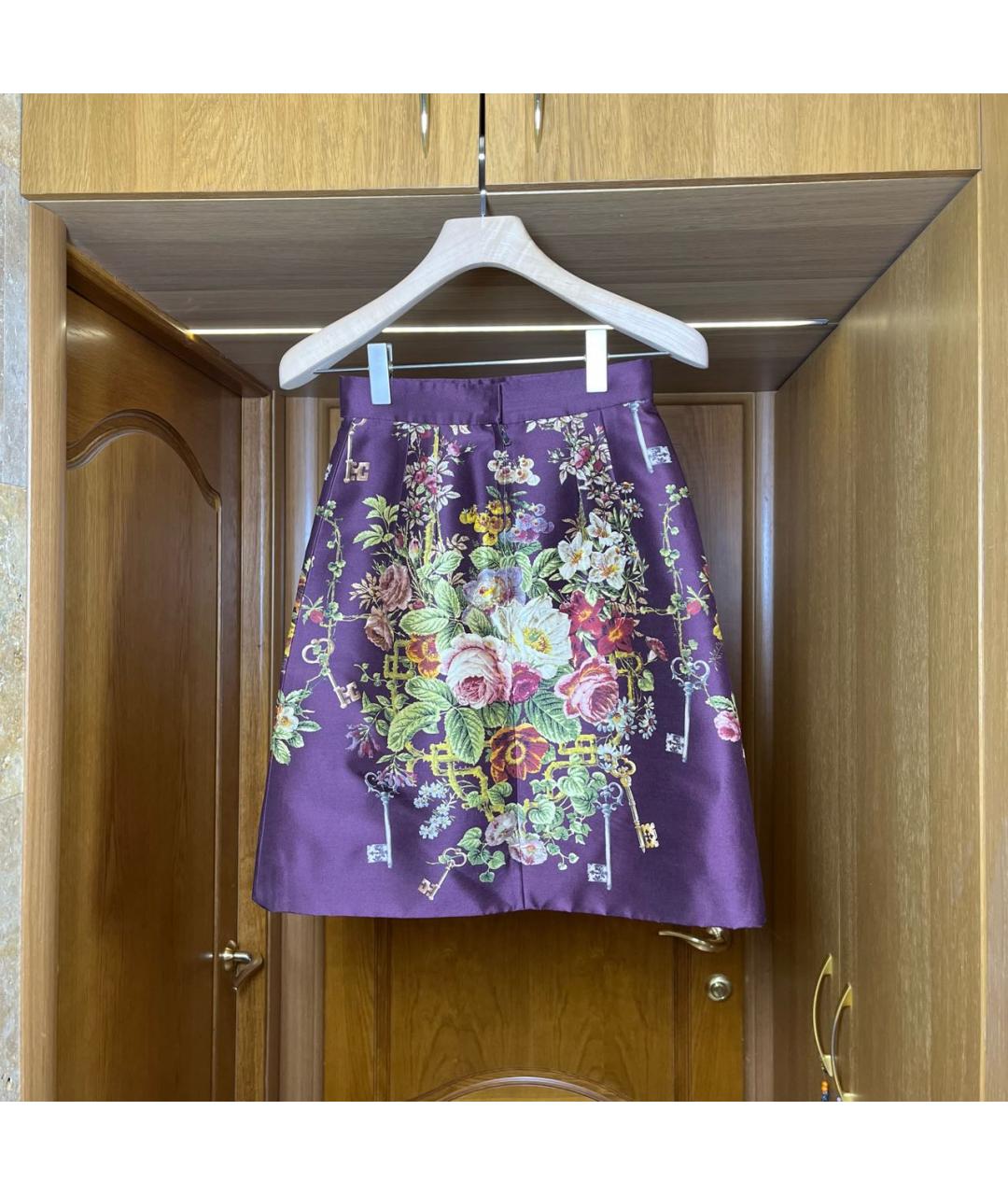 DOLCE&GABBANA Бордовая шелковая юбка мини, фото 2