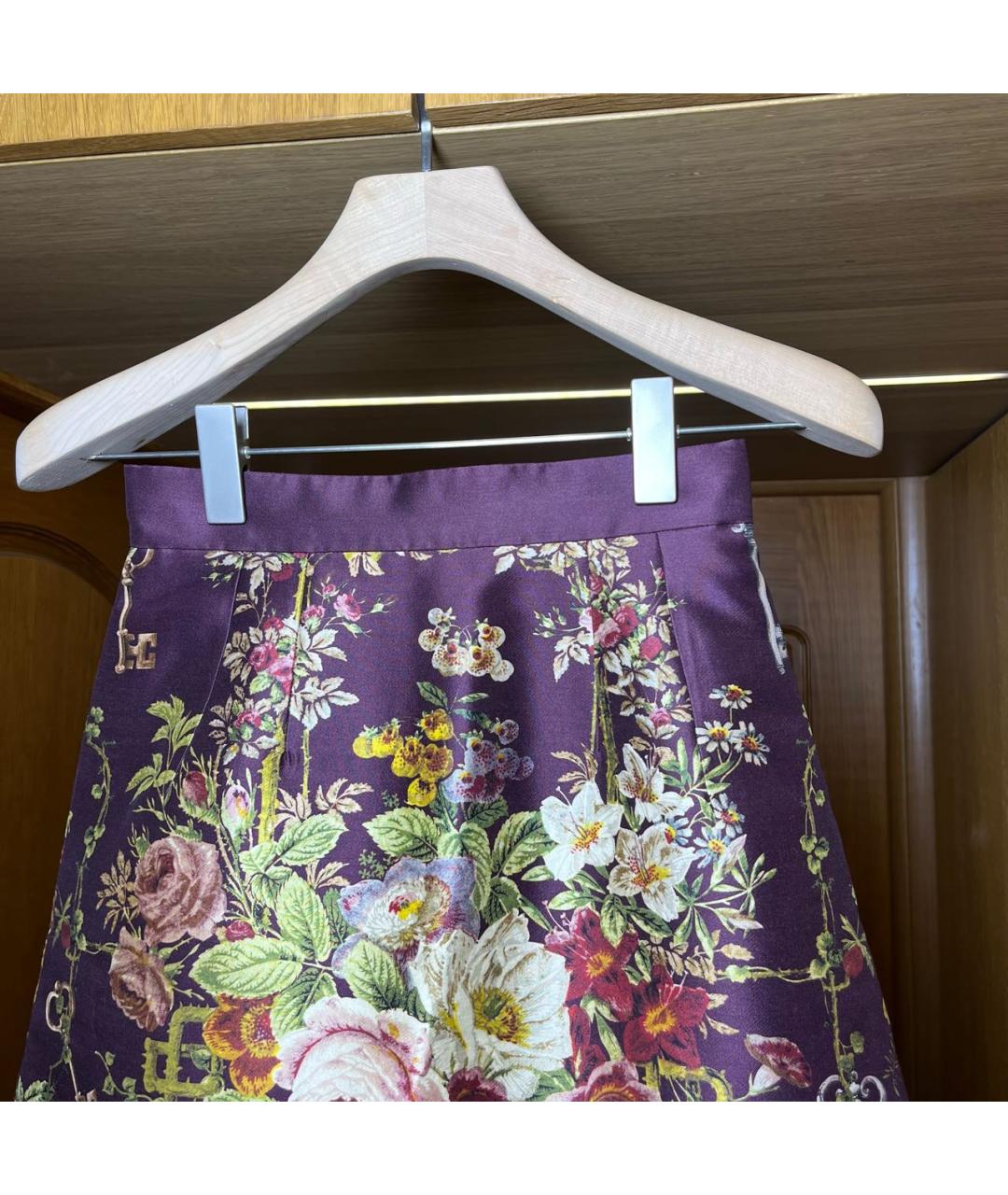 DOLCE&GABBANA Бордовая шелковая юбка мини, фото 3