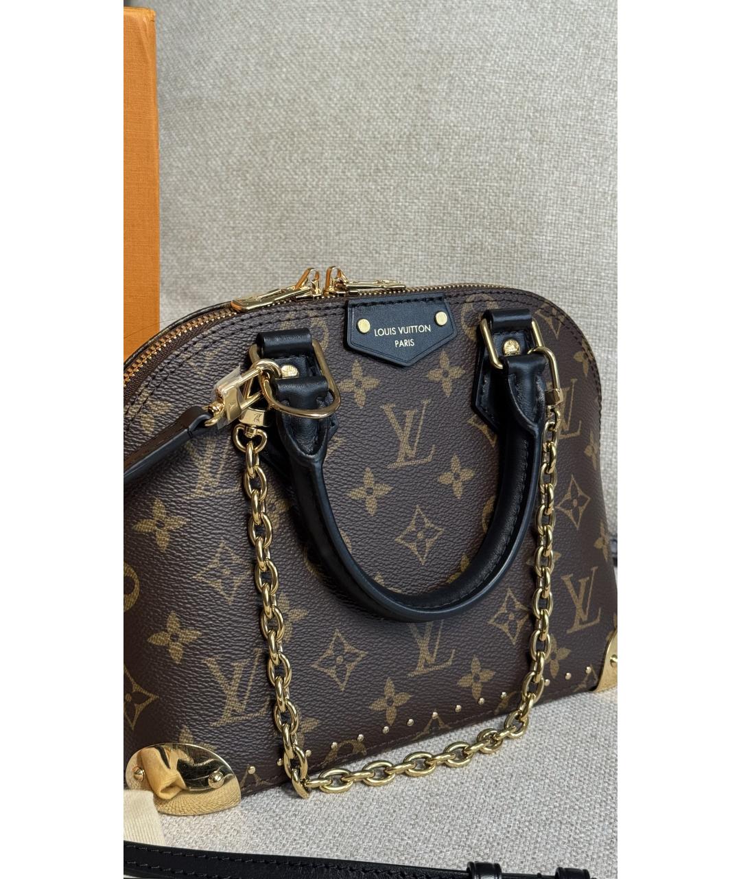 LOUIS VUITTON Коричневая сумка с короткими ручками из канвы, фото 4