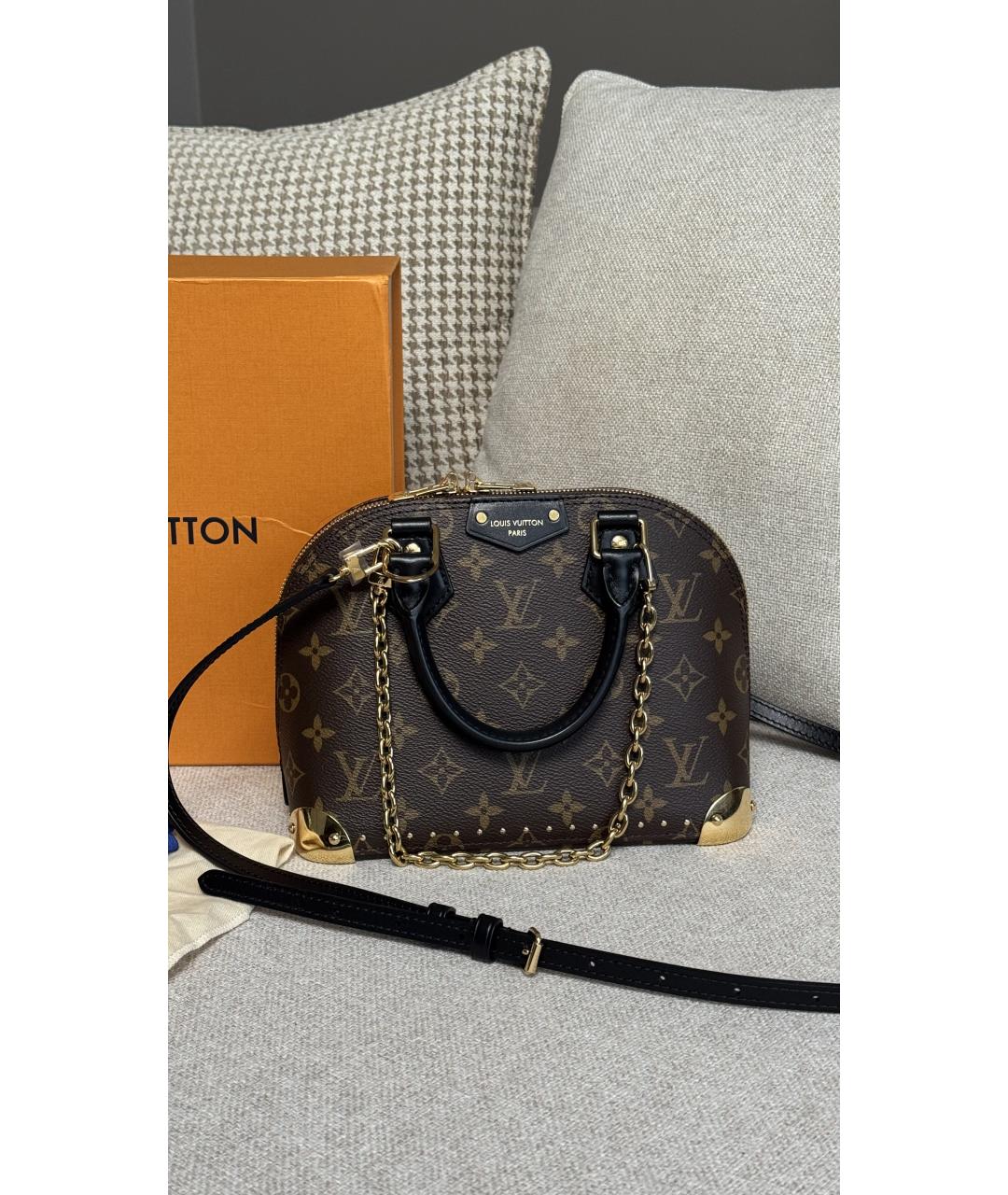 LOUIS VUITTON Коричневая сумка с короткими ручками из канвы, фото 10