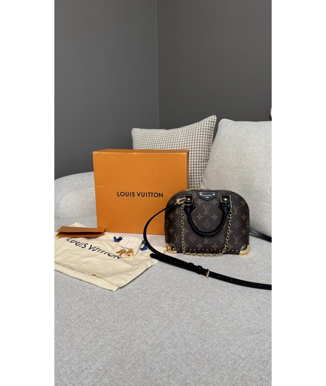 LOUIS VUITTON Коричневая сумка с короткими ручками из канвы, фото 2