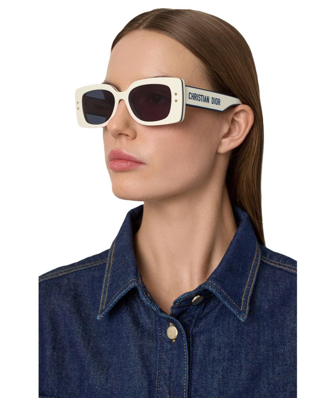 CHRISTIAN DIOR Белые пластиковые солнцезащитные очки, фото 4
