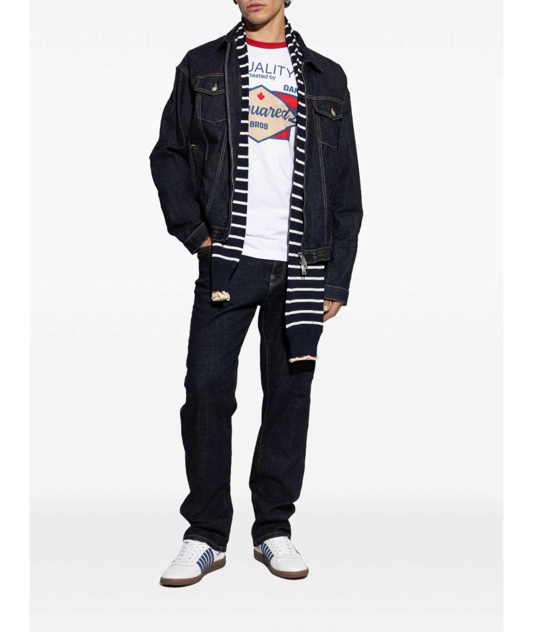 DSQUARED2 Синие хлопковые прямые джинсы, фото 4