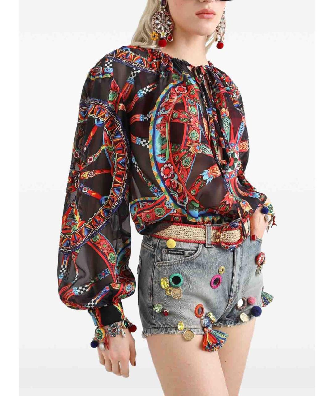 DOLCE&GABBANA Мульти шелковая блузы, фото 2