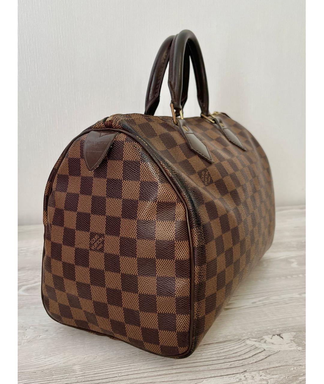 LOUIS VUITTON Коричневая сумка с короткими ручками из канвы, фото 2