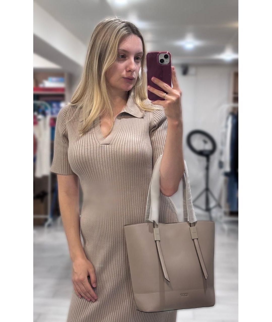 DKNY Бежевая сумка тоут из искусственной кожи, фото 8