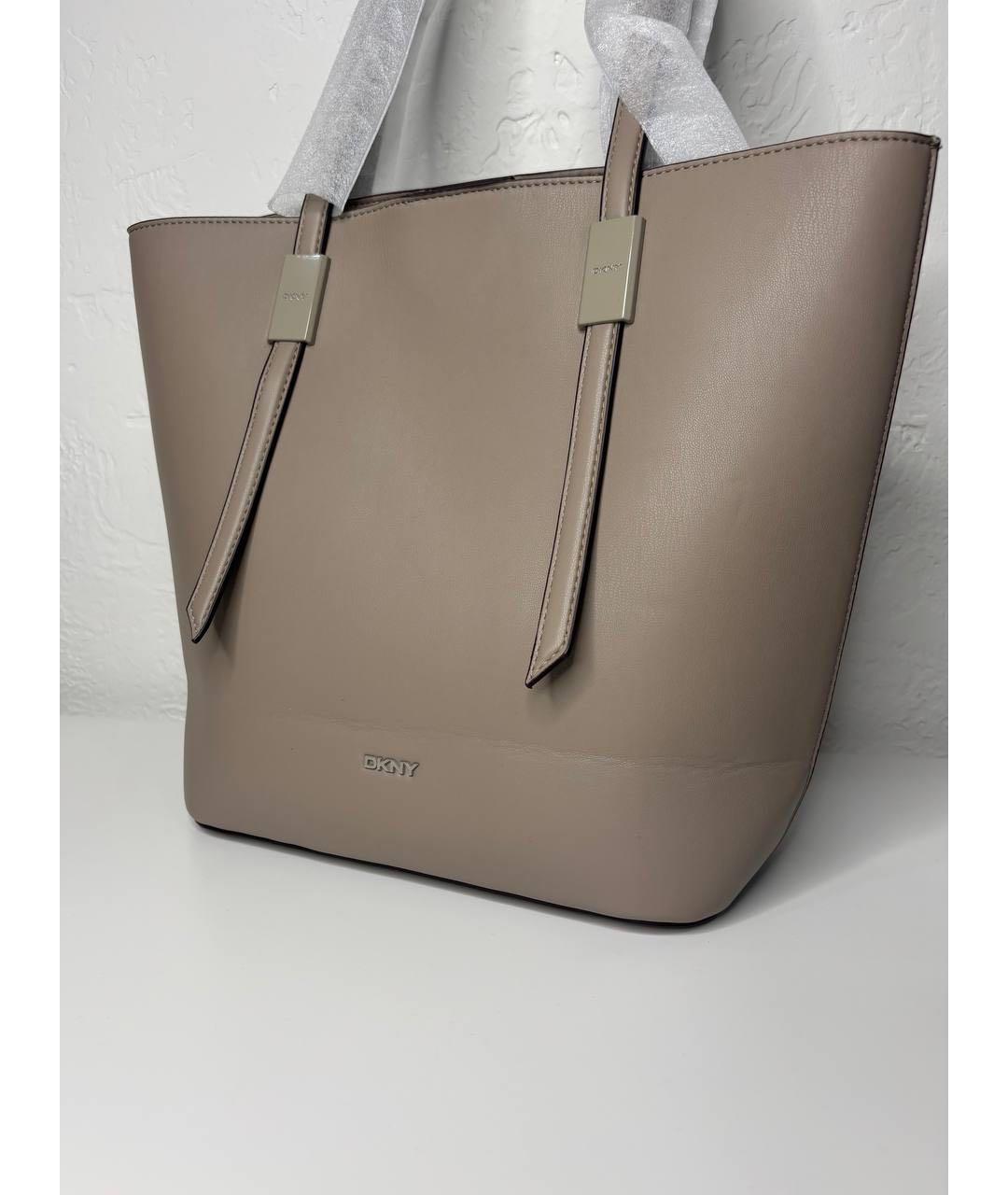 DKNY Бежевая сумка тоут из искусственной кожи, фото 7