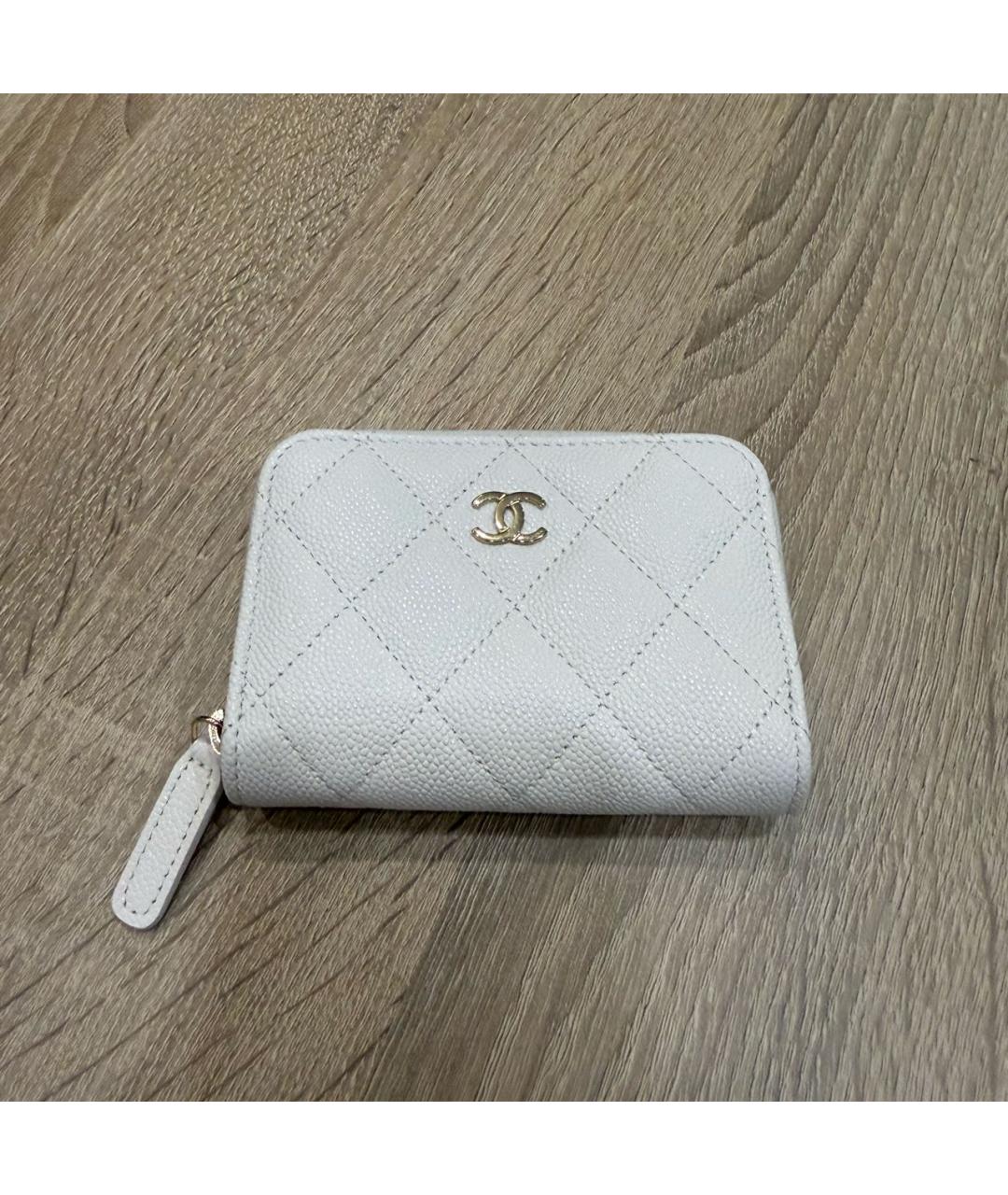 CHANEL Белый кожаный кошелек, фото 5