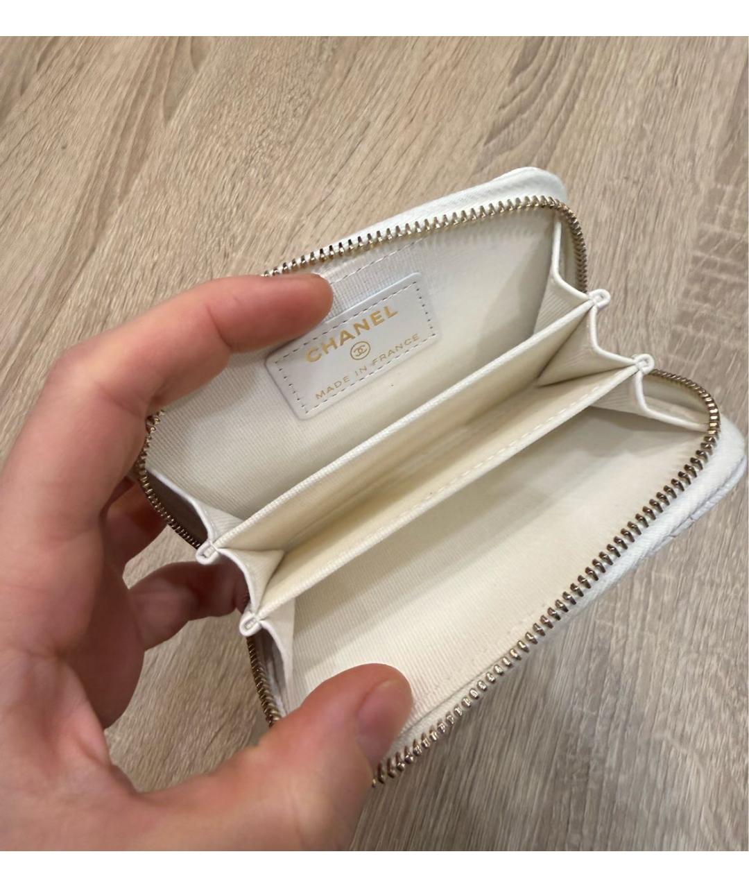 CHANEL Белый кожаный кошелек, фото 2