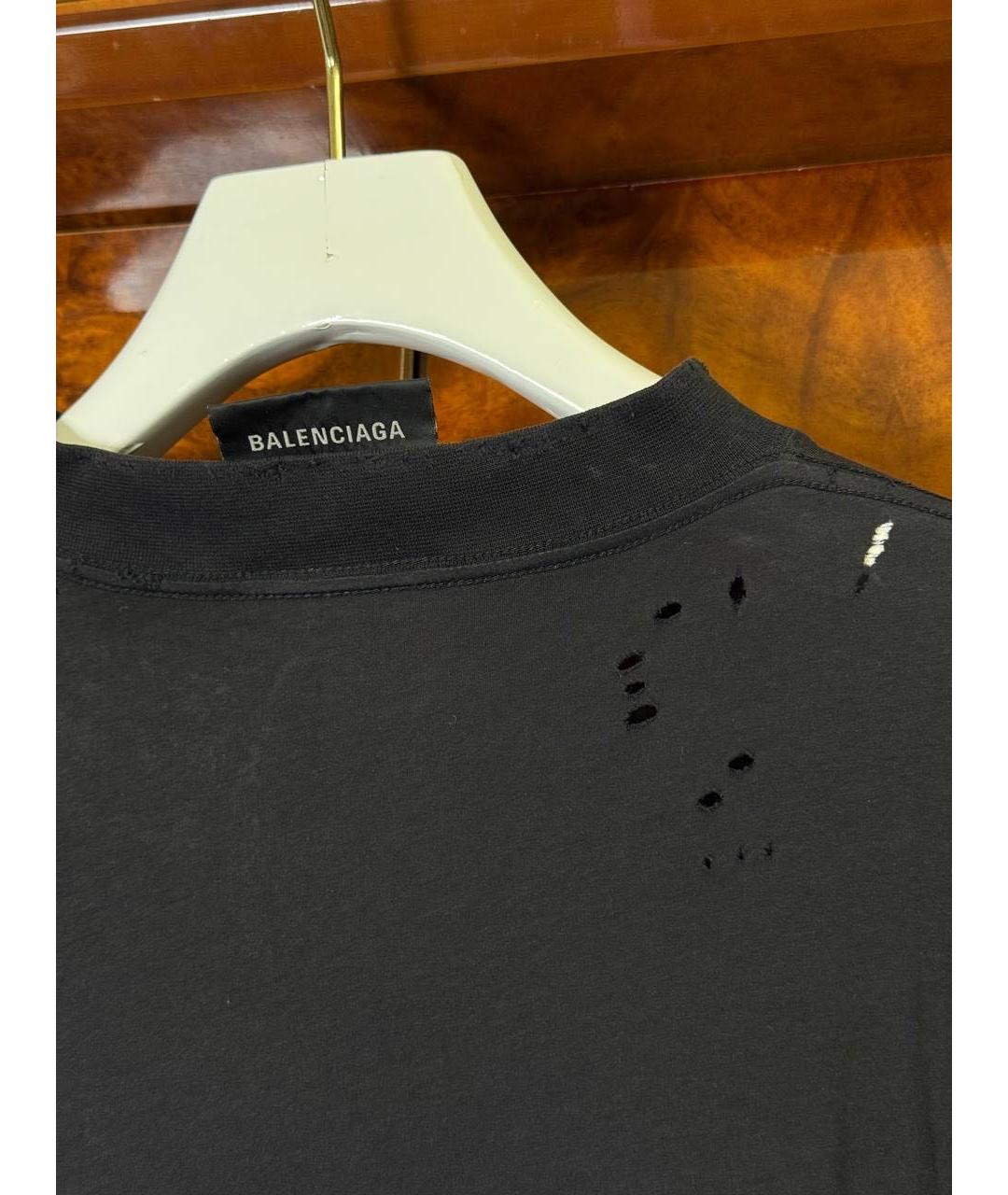 BALENCIAGA Черная хлопко-полиэстеровая футболка, фото 5