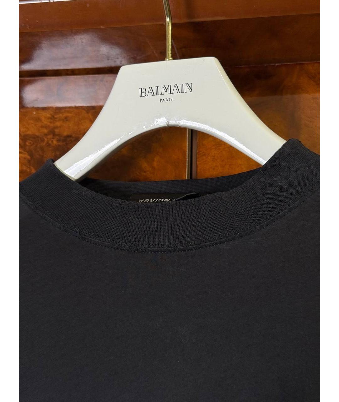BALENCIAGA Черная хлопко-полиэстеровая футболка, фото 4