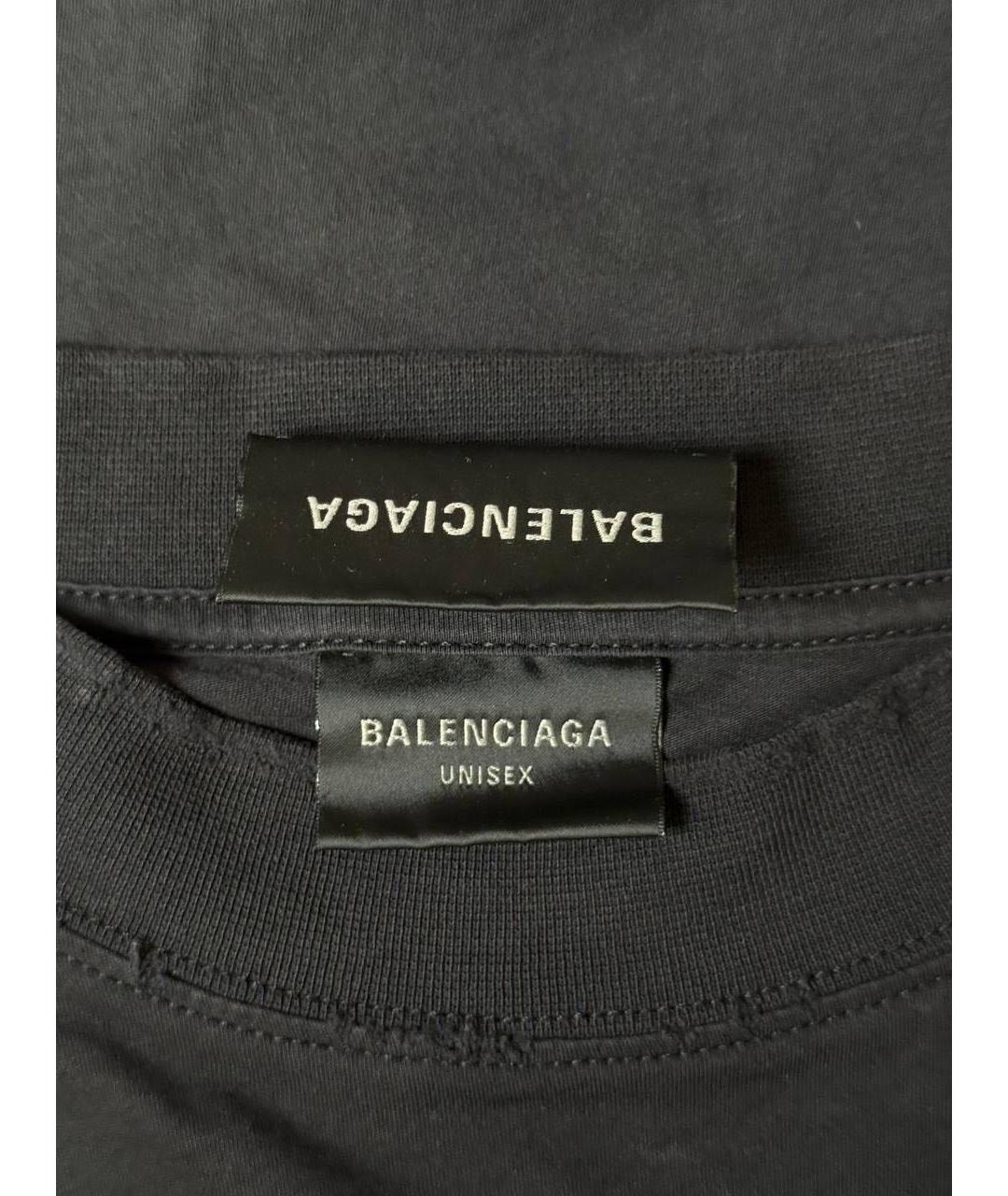 BALENCIAGA Черная хлопко-полиэстеровая футболка, фото 7
