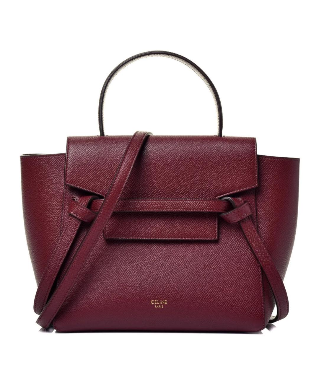 CELINE Бордовая кожаная сумка через плечо, фото 1