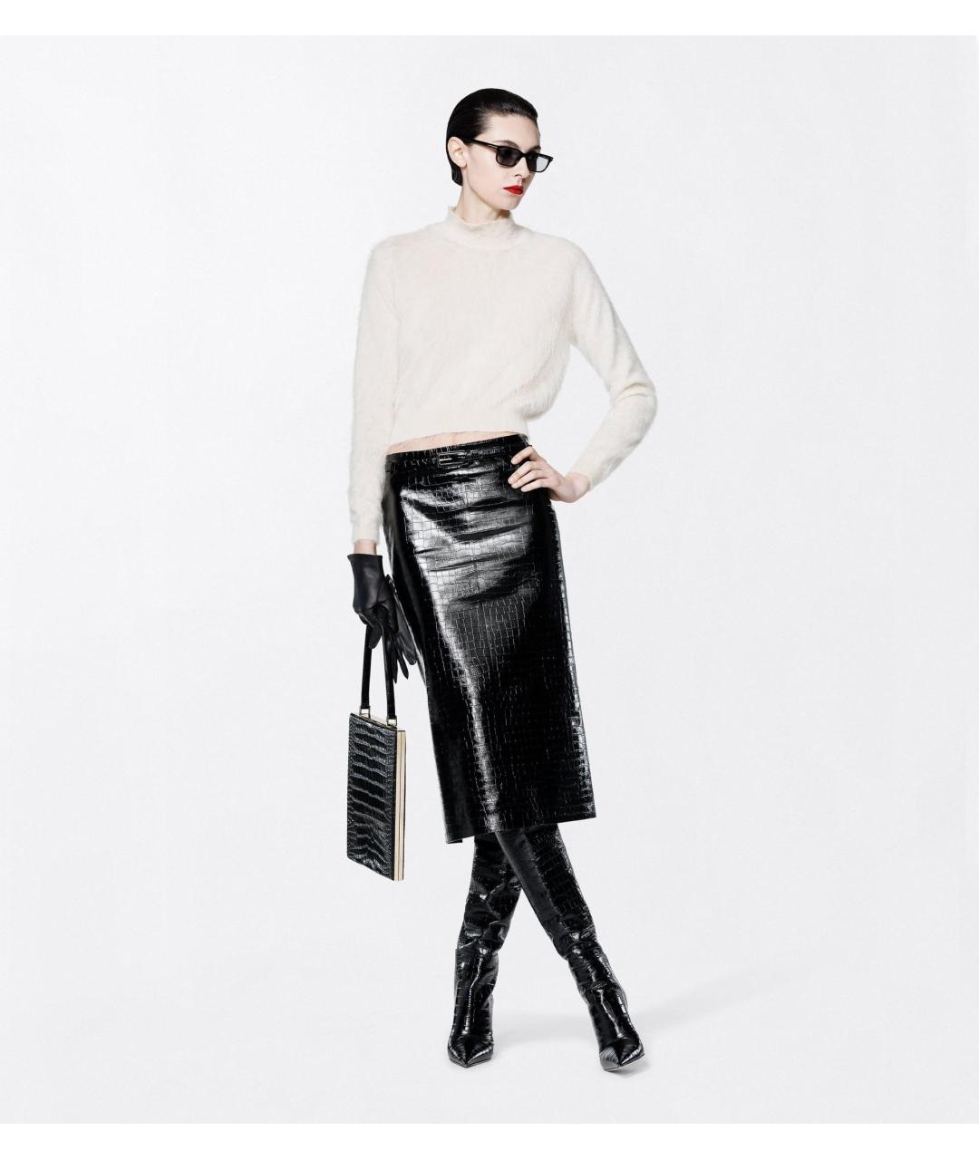 TOM FORD Черная кожаная юбка миди, фото 2