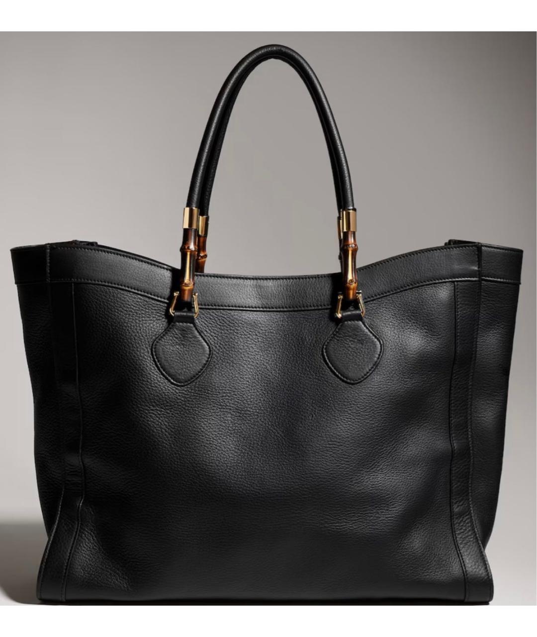 GUCCI Черная кожаная сумка тоут, фото 5