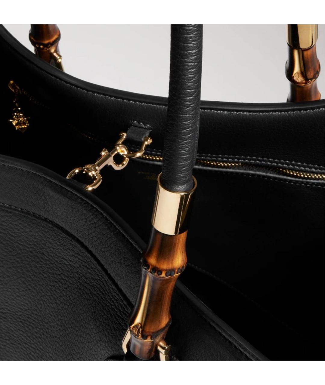 GUCCI Черная кожаная сумка тоут, фото 2
