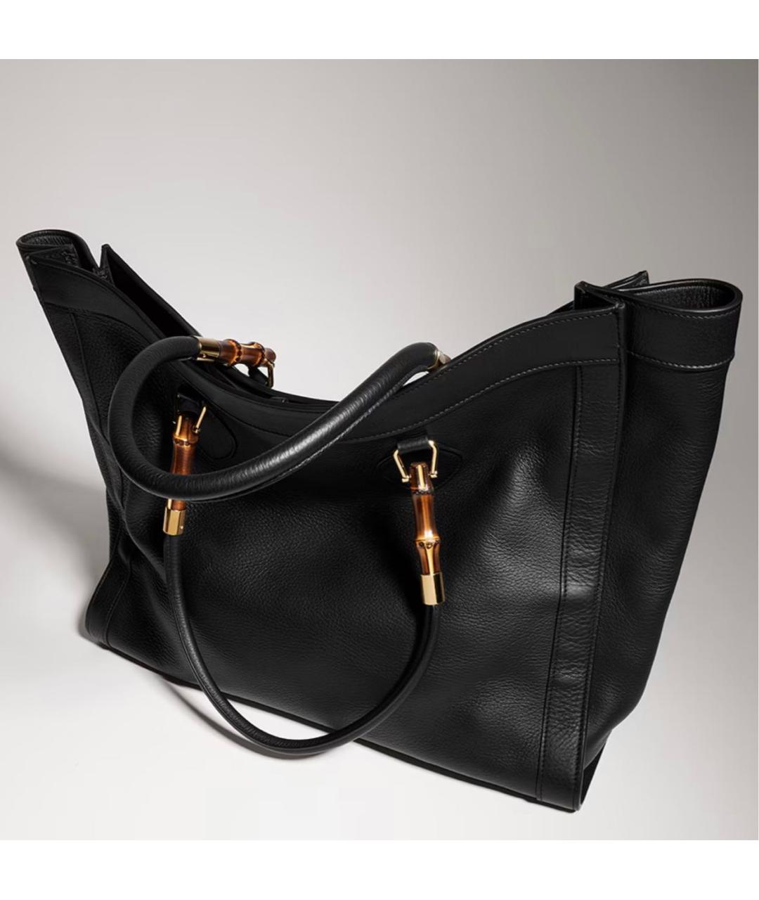 GUCCI Черная кожаная сумка тоут, фото 3