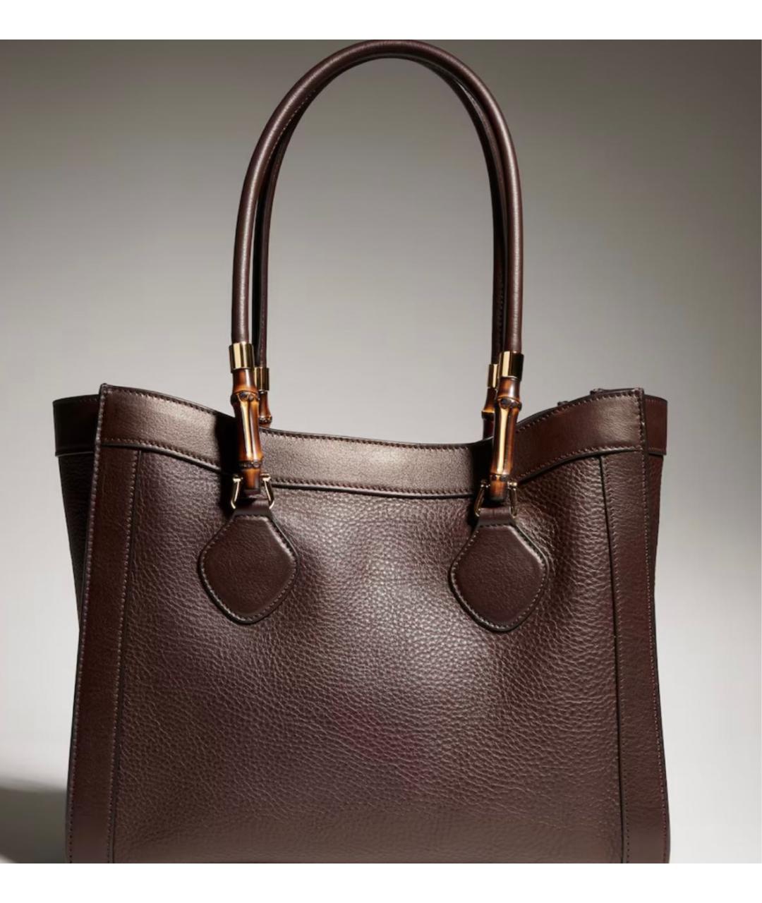 GUCCI Коричневая кожаная сумка тоут, фото 5