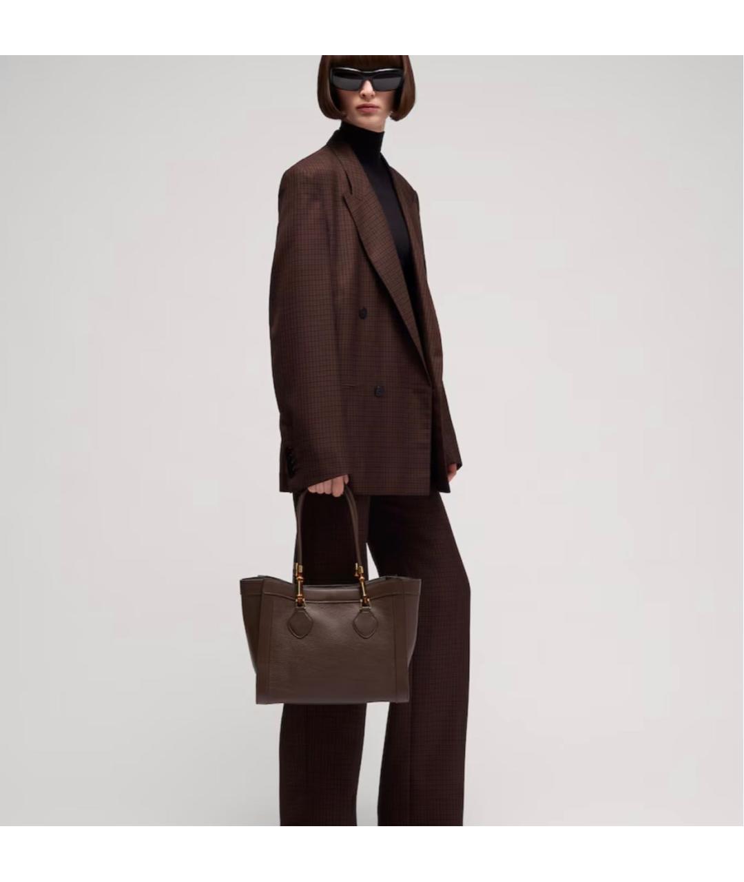 GUCCI Коричневая кожаная сумка тоут, фото 4