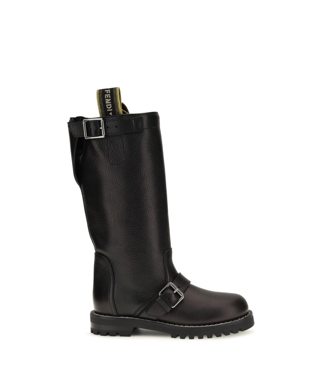 FENDI Черные кожаные сапоги, фото 4