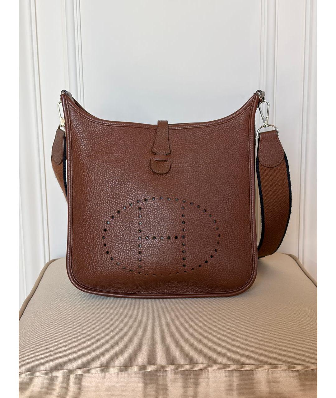 HERMES Коричневая кожаная сумка через плечо, фото 3