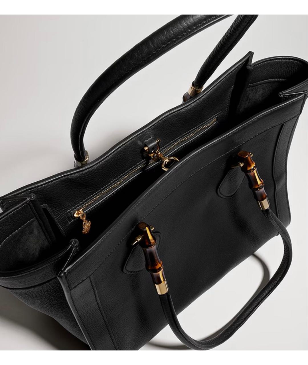 GUCCI Черная кожаная сумка тоут, фото 3
