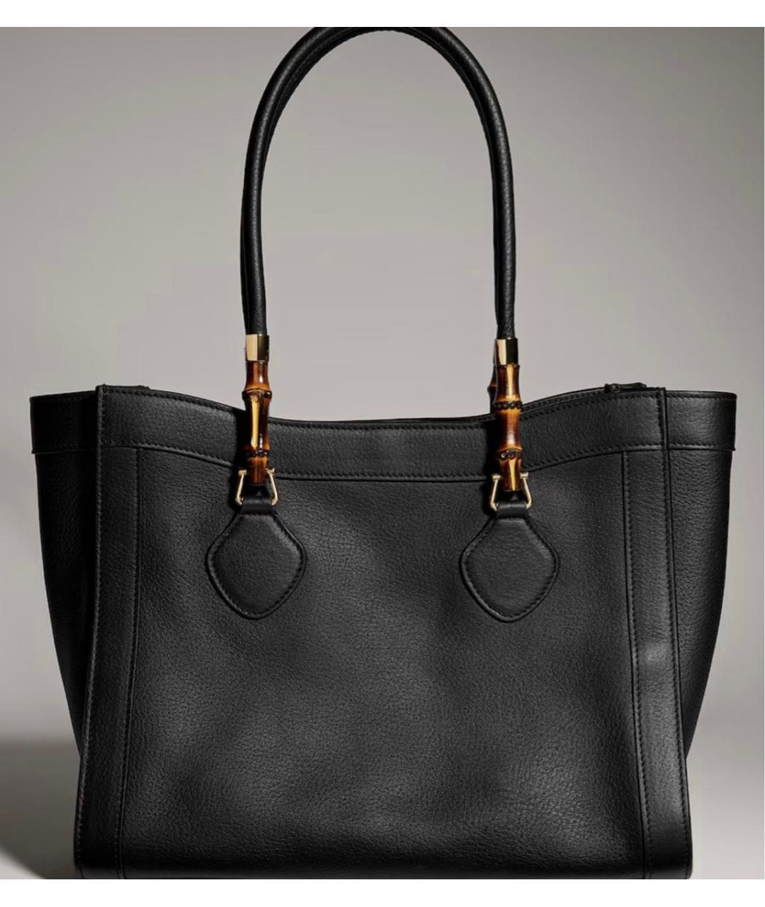 GUCCI Черная кожаная сумка тоут, фото 2