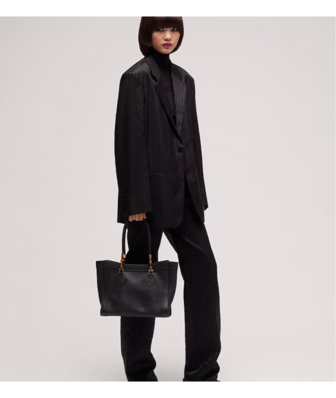 GUCCI Черная кожаная сумка тоут, фото 4