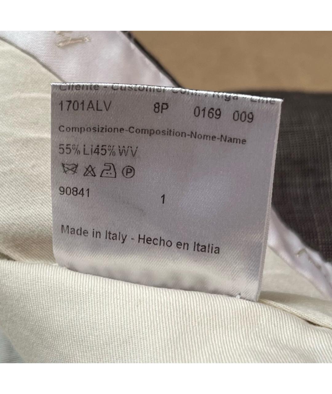 BRIONI Коричневые льняные классические брюки, фото 8