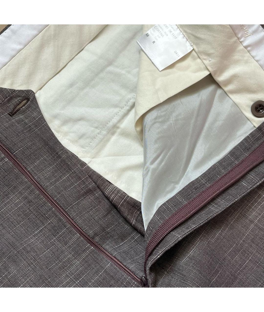BRIONI Коричневые льняные классические брюки, фото 6