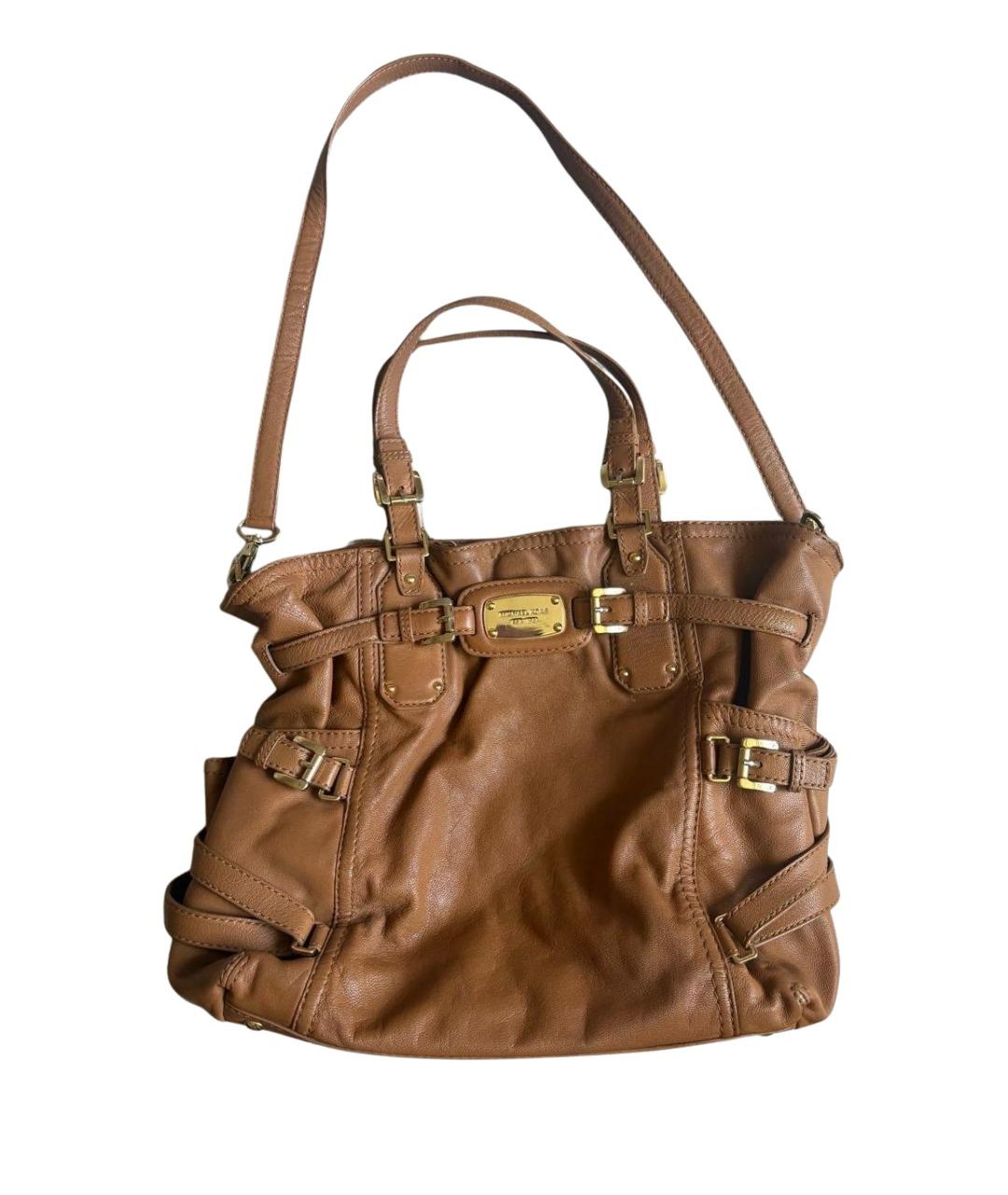 MICHAEL KORS Коричневая кожаная сумка тоут, фото 1