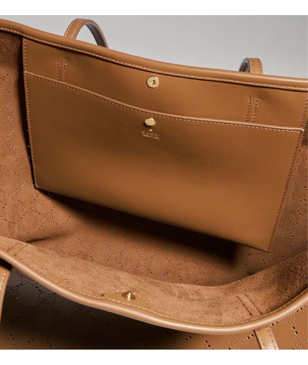 GUCCI Коричневая кожаная сумка тоут, фото 4