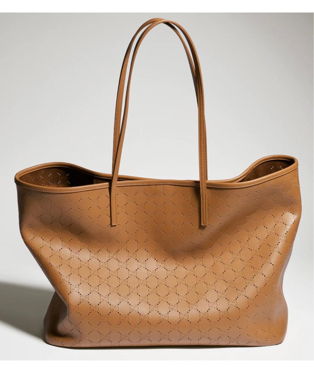 GUCCI Коричневая кожаная сумка тоут, фото 2