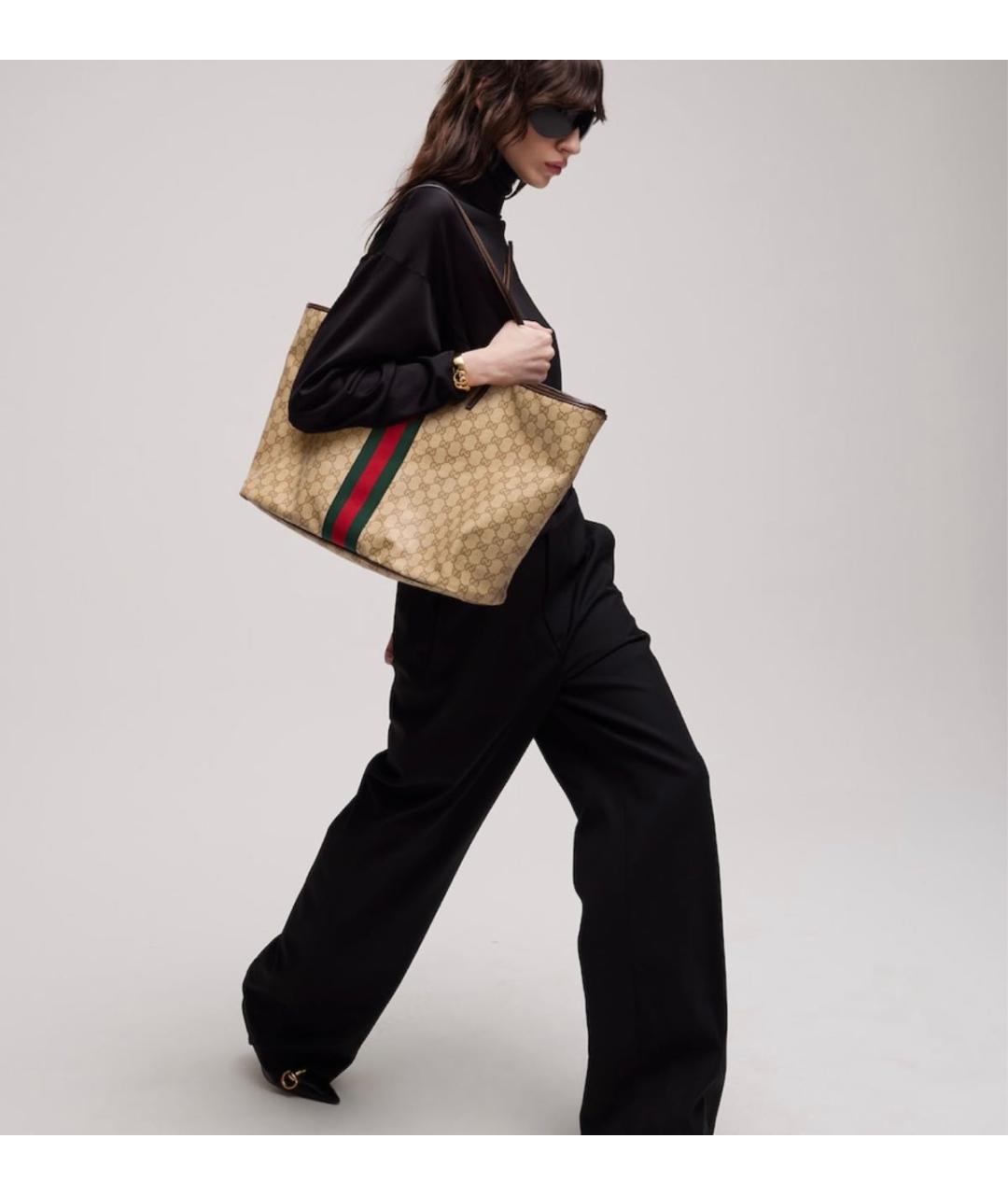 GUCCI Бежевая сумка тоут из канвы, фото 3