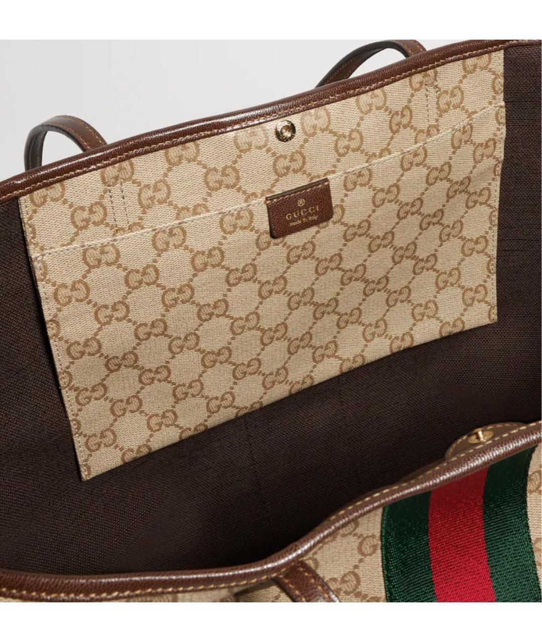 GUCCI Бежевая сумка тоут из канвы, фото 4